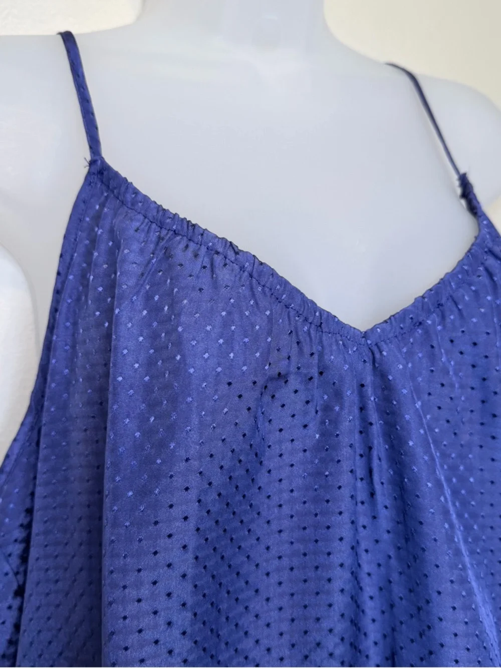 NSR | NWT Royal Purple Satin Dot Crop Slip Tank Top Chemise Camisole - Picture 5 of 13